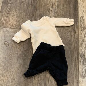 Carters White Long Sleeve Onesie and Black Pants Set